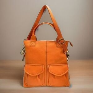 FOSSIL Explorer Tote Distressed Fawn Shim Leather Bag Convertible Purse ZB5258